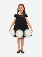 Dress & Fleur Girls Dress with Flower Choker in Black