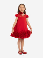 Dress & Fleur Girls Dress with Flower Choker in Red