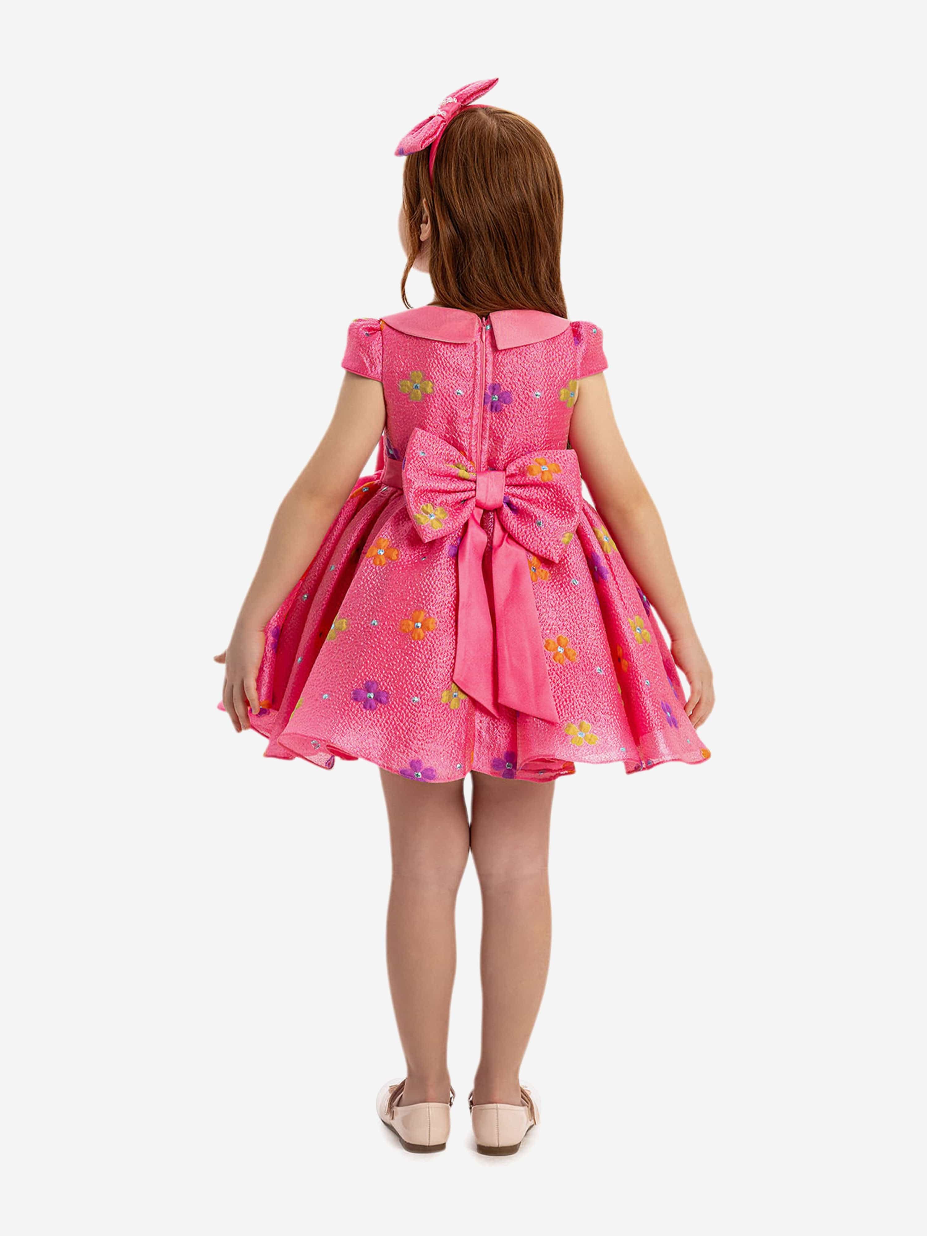 Dress & Fleur Baby Girls Floral Dress with Headband in Pink