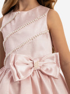 Dress & Fleur Girls Satin Dress with Matching Bag in Pink