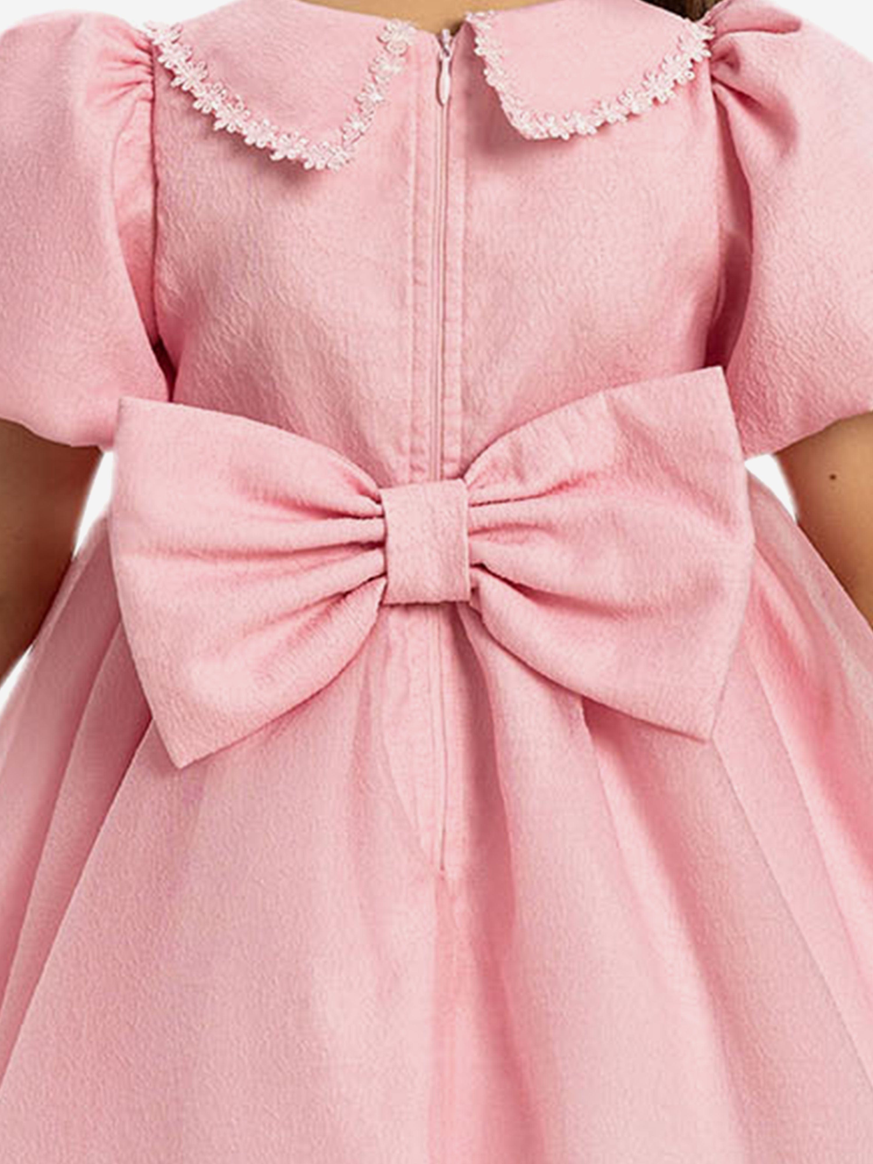 Dress & Fleur Baby Girls Pearl Detail Dress with Headband in Pink