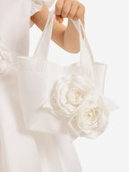 Dress & Fleur Girls Dress with Matching Floral Bag in White