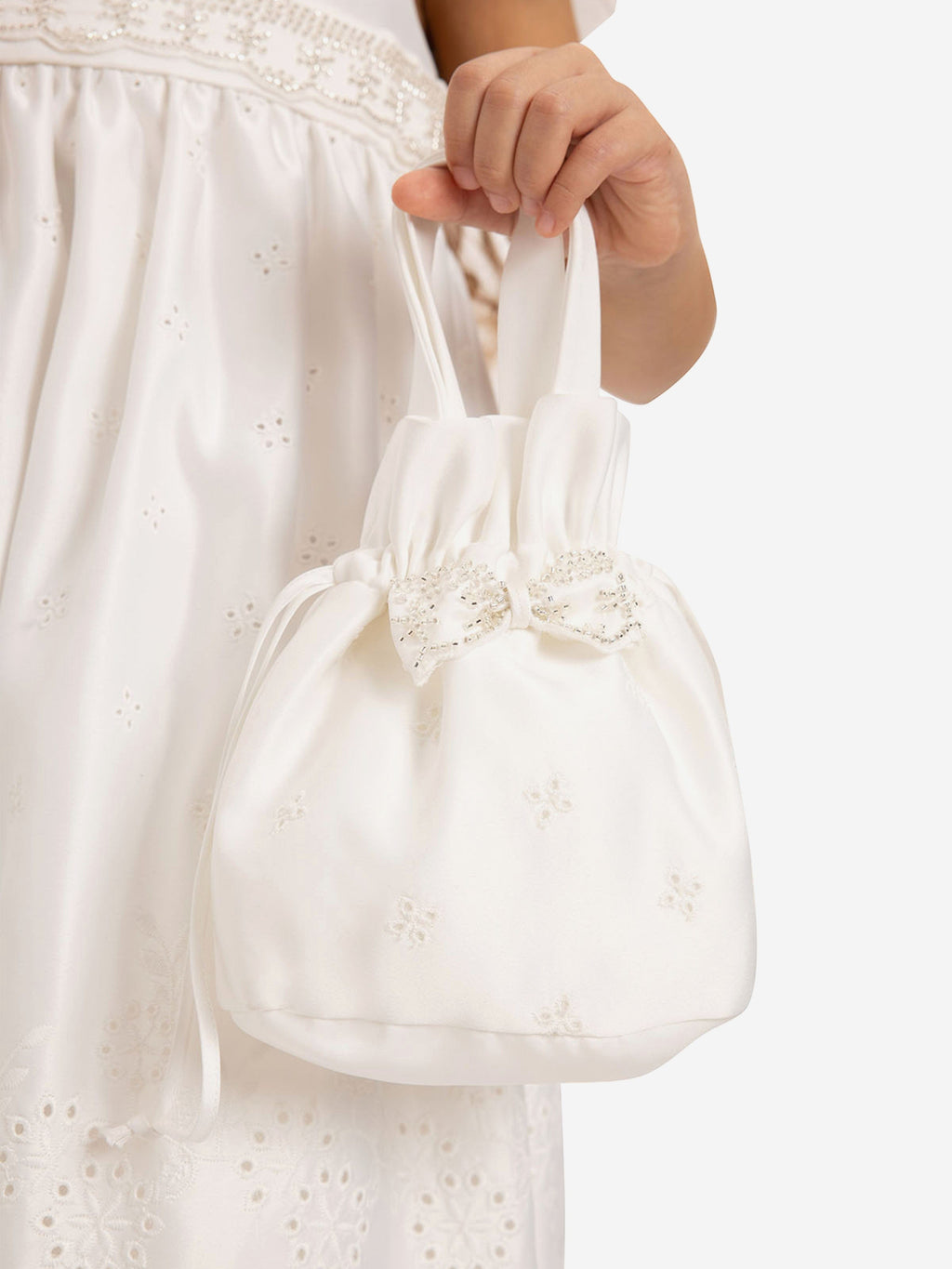 Dress & Fleur Girls Dress with Matching Bag in White