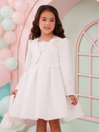 Dress & Fleur Girls Dress with Bolero and Matching Bag in White