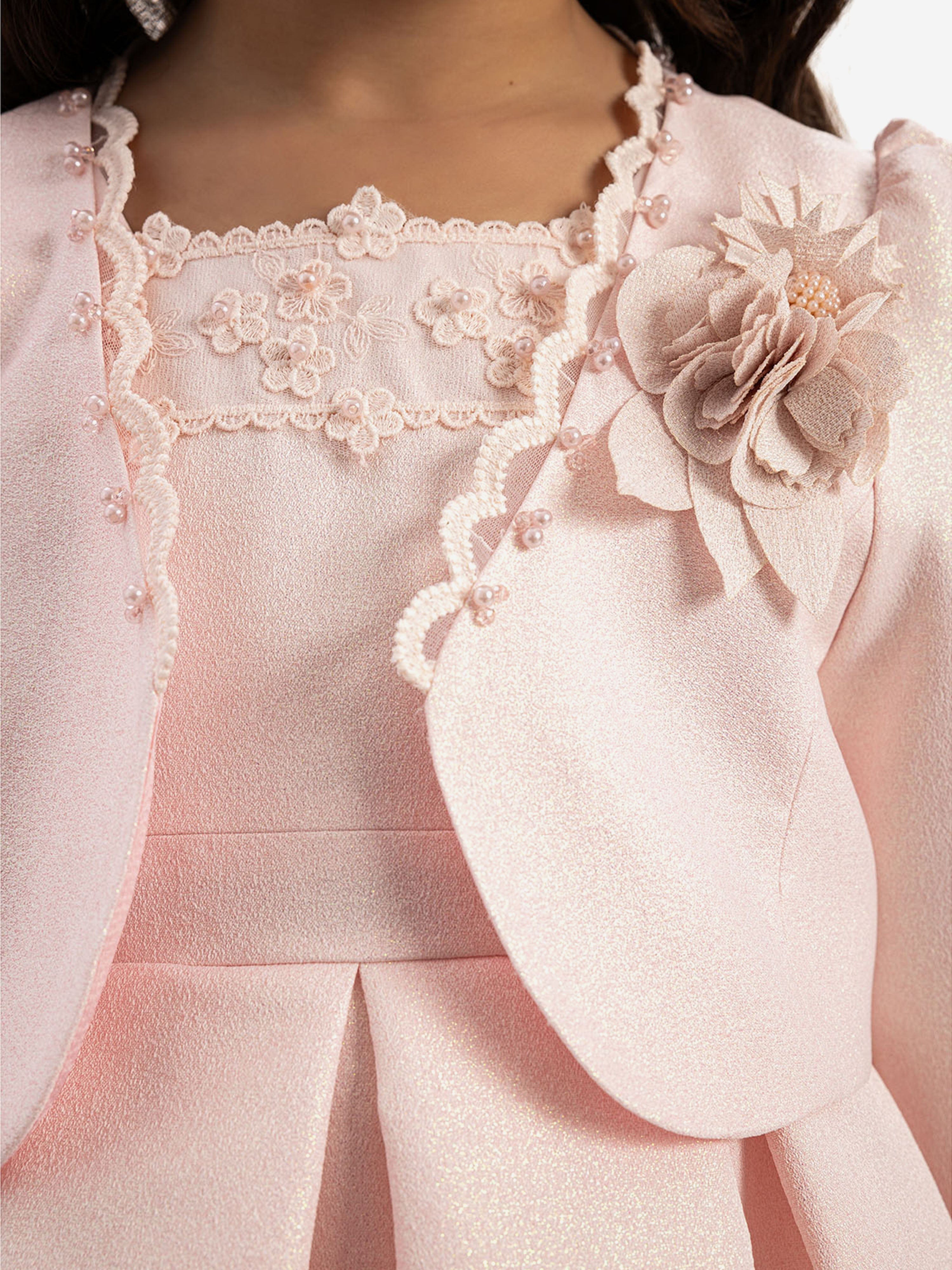 Dress & Fleur Girls Dress with Bolero and Matching Bag in Pink