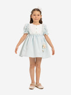 Dress & Fleur Baby Girls Dress Set with Teddy Bear in Blue