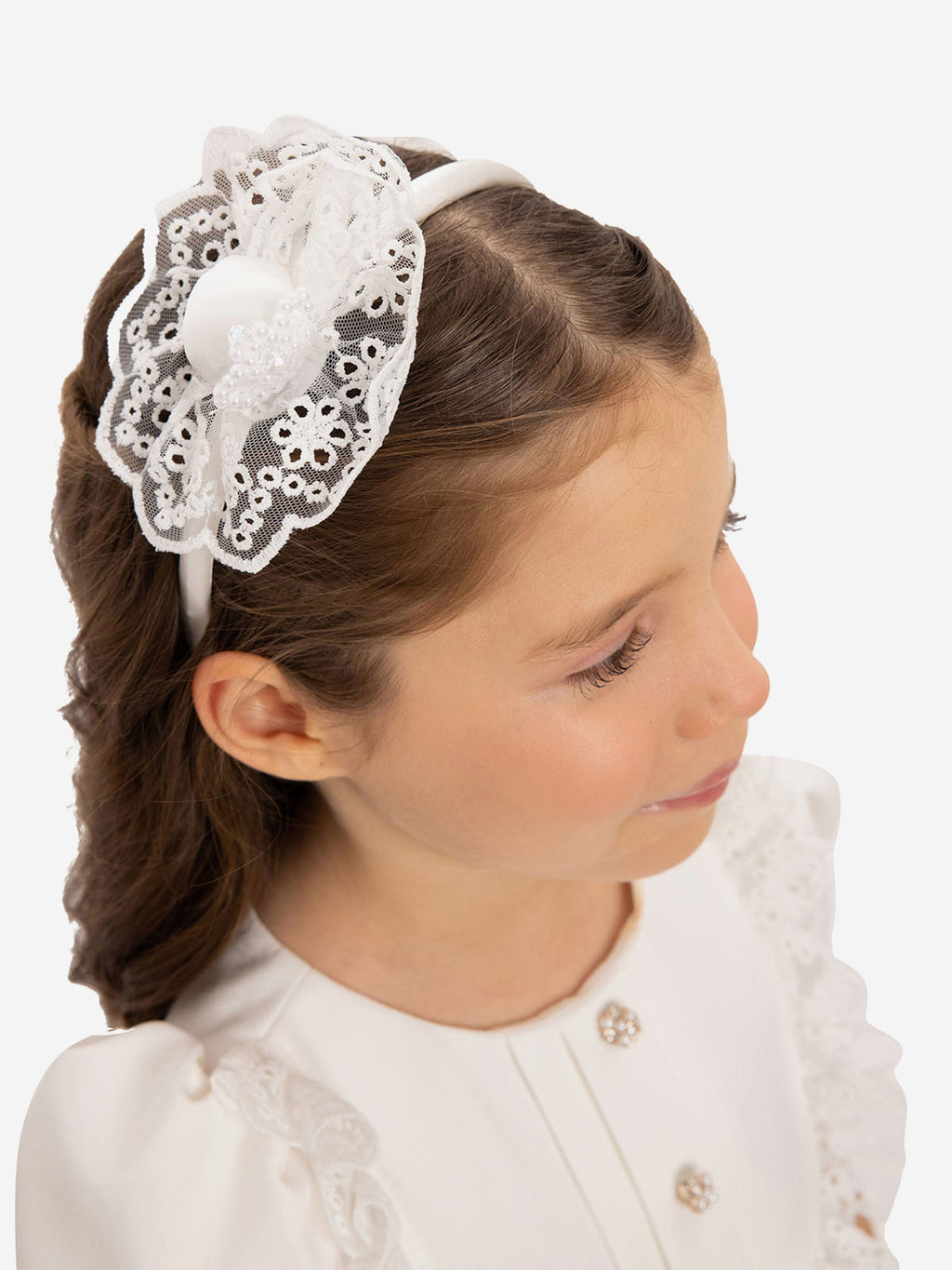 Dress & Fleur Baby Girls Dress Set with Teddy Bear in White