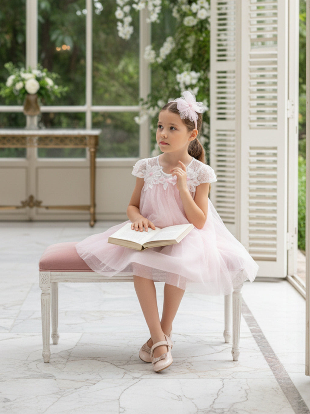 Dress & Fleur Girls Flower Occasion Dress in Pink