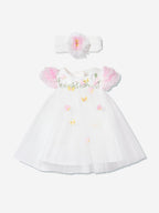 Dress & Fleur Baby Girls Occasion Dress with Headband in Ivory